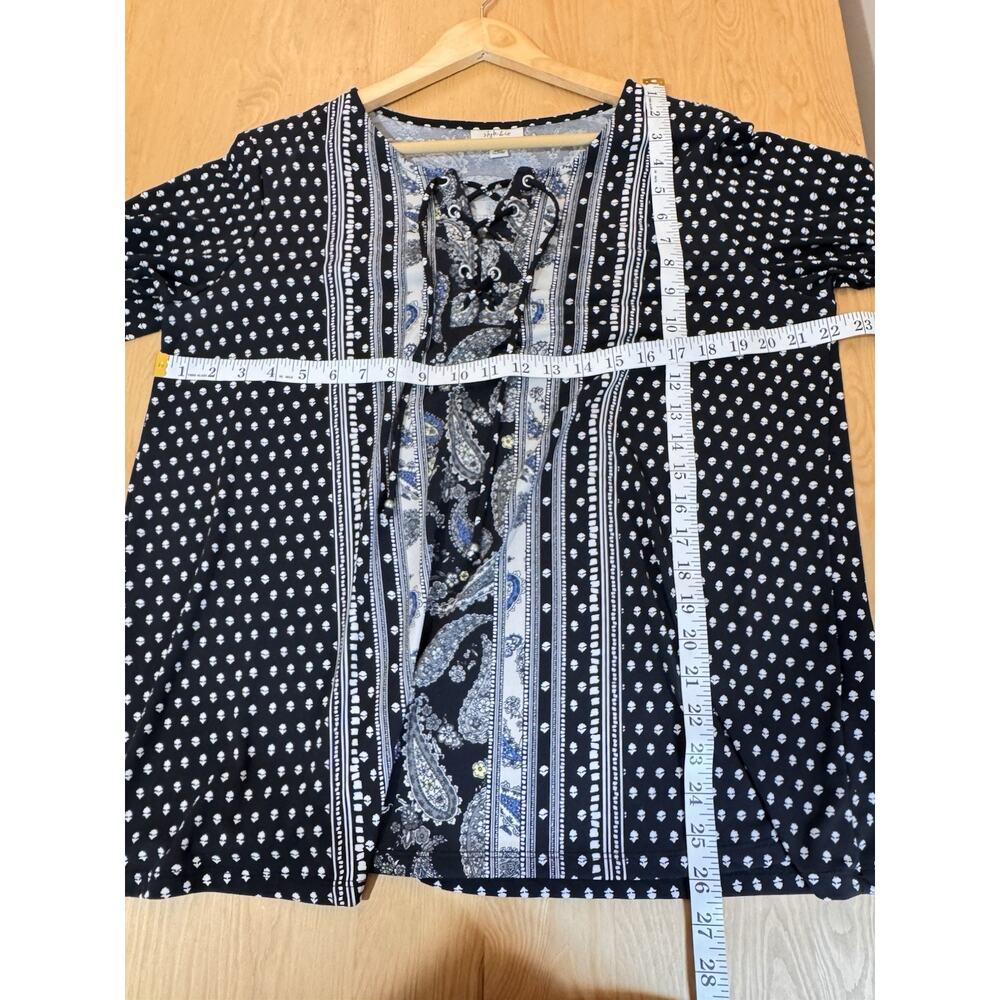 Style & Co. Womens Plus Size Peasant Blouse Liquid Knit 0X Paisley Mixed Print - Picture 7 of 7